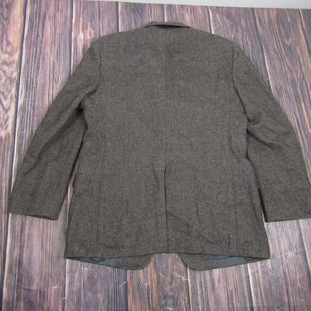 Austin Manor Mens 42 Brown Wool Herringbone Tweed Sport Coat Blazer 2 Button
